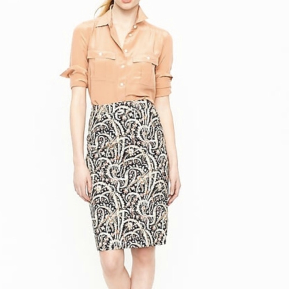 J. Crew No.2 Pencil Skirt in Feather Paisley